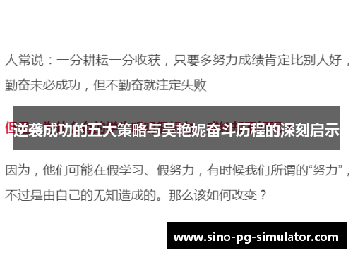 逆袭成功的五大策略与吴艳妮奋斗历程的深刻启示